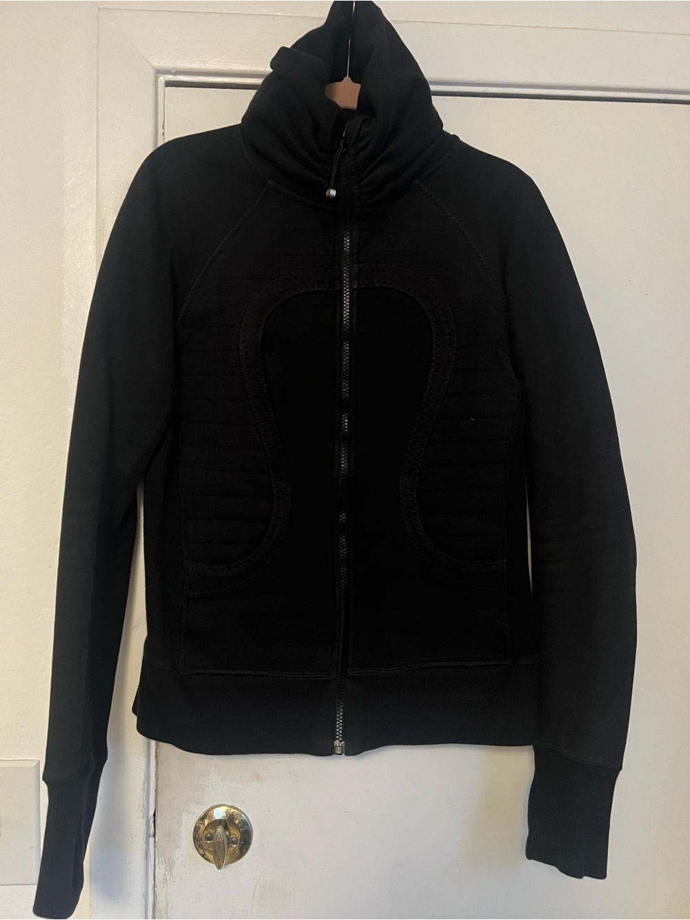 lululemon athletica Black Quilted-Panel Full-Zip Funnel-Neck Bomber